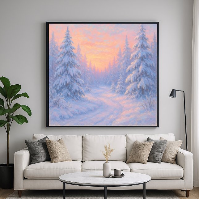 Snöig Skogsväg - Pastell Målning Stil Poster (Skapare uppladdad)