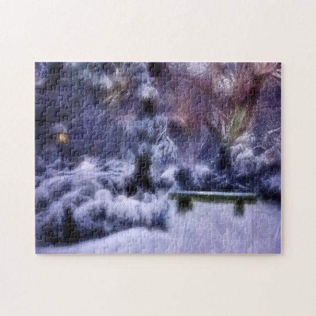 Snöig skogvinterunderland pussel (Horisontell)