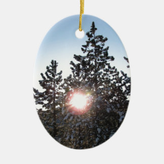 Snöig soluppgång i Colorado Julgransprydnad Keramik
