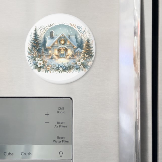 Snöig stuggljus scen magnet (In Situ (Fridge))