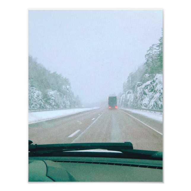 Snöig svensk road trip fototryck (Framsidan)
