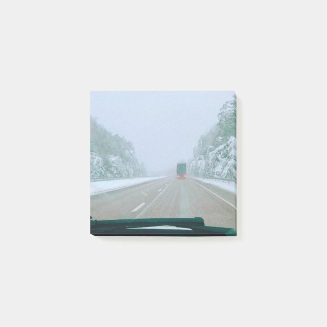 Snöig svensk road trip post-it block (Framsida)