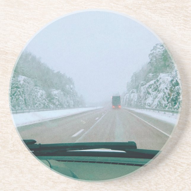 Snöig svensk road trip underlägg (Framsidan)