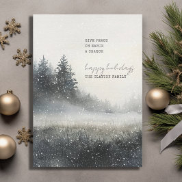 Snöig tallskog jul julkort