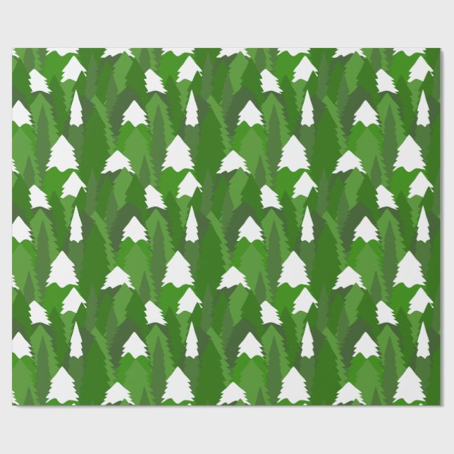 Snöig tallskog presentpapper (Platt)