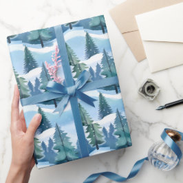 Snöig tallskog | Vinter vattenfärg Presentpapper