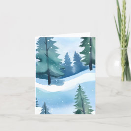 Snöig tallskog | Vinterakvarell Helgkort