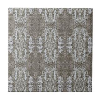 Snöig Taupe Träd Bark Mönstrad 4.25 Kvadrat Kakelplatta