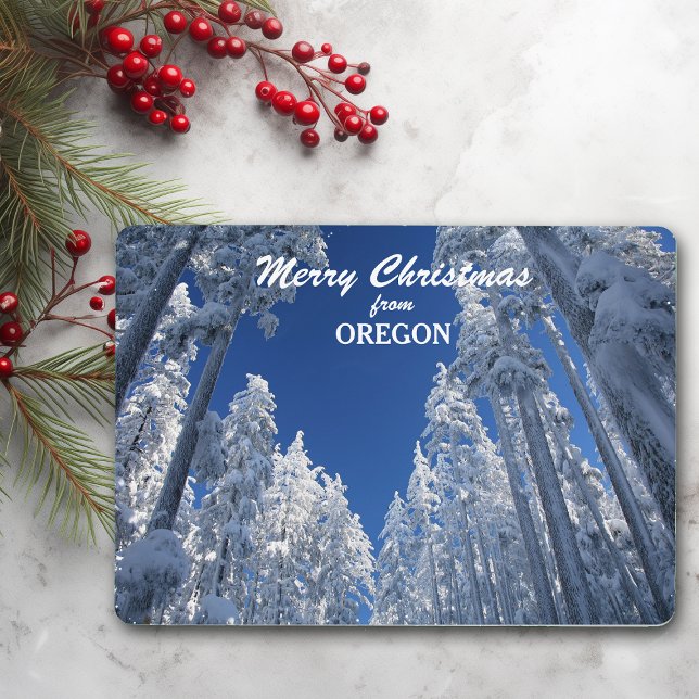 Snöig träd från Oregon fotomall Julkort (Skapare uppladdad)