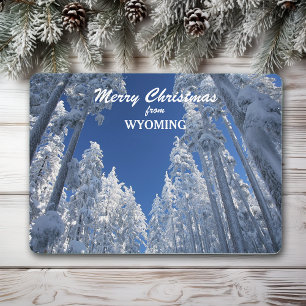 Snöig träd från Wyoming fotomall Julkort