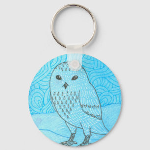 Snöig uggla Keychain Nyckelring