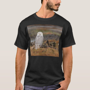 Snöig uggla på en logga t-shirt