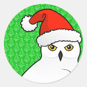 Snöig uggla Santa Runt Klistermärke