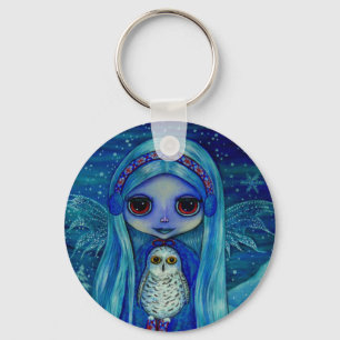 Snöig ugglafe Keychain Nyckelring