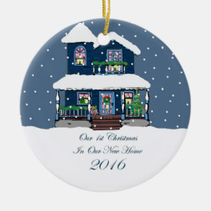 Snöig Victorian för 2016 nya hem- jul Julgransprydnad Keramik