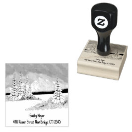 Snöig vinter 2 x 2 gummistämpel stämpel