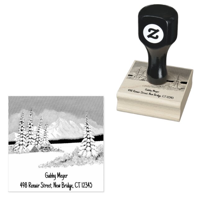 Snöig vinter 2 x 2 gummistämpel stämpel (Stämplad)