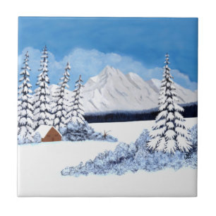 Snöig vinter kakelplatta