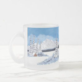Snöig vinter ljus frostad glas mugg
