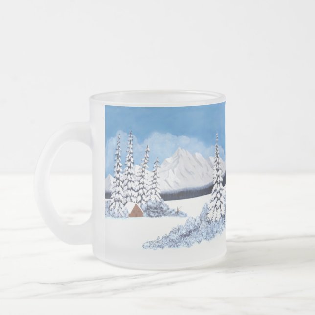 Snöig vinter ljus frostad glas mugg (Vänster)
