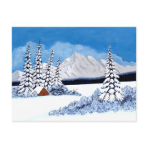 Snöig Vinter Ljus Julkort