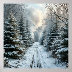 ❄️ Snöig vinter skog väggkonst natur dekoration
