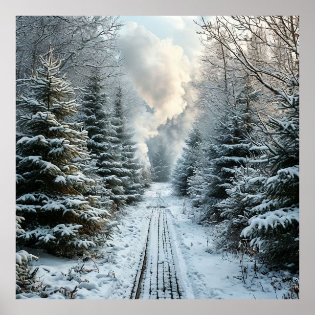 ❄️ Snöig vinter skog väggkonst natur dekoration (Framsidan)