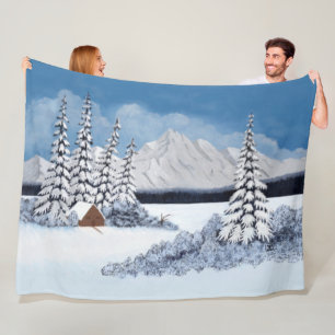 Snöig vinter stor filt av fleece