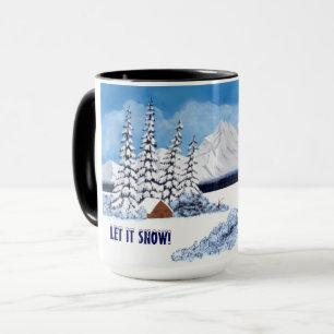 Snöig Vinter Stor Mugg