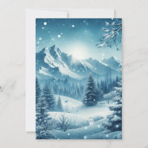 Snöig vinterberg julkort