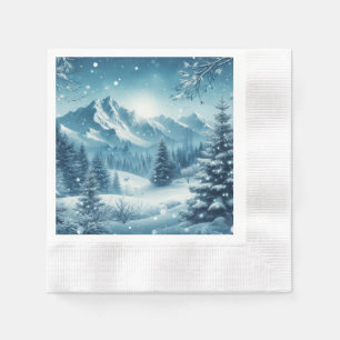 Snöig vinterberg pappersservett
