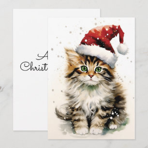 Snöig vinterdag Katt jul Julkort