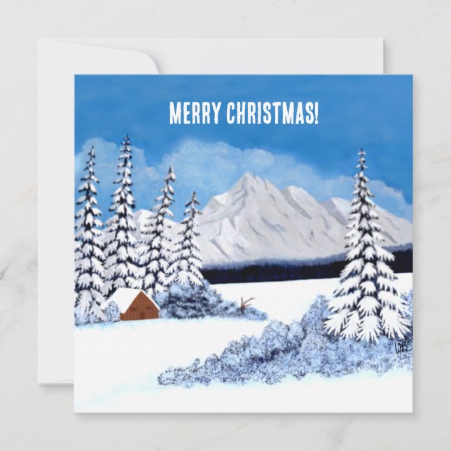 Snöig vinterflat julkort (Framsida)