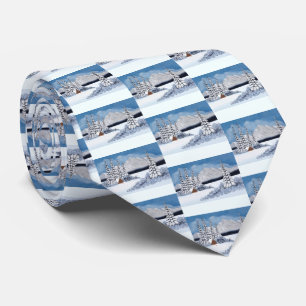 Snöig vinterhalsduk slips
