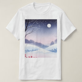 Snöig vinterlandskap t shirt