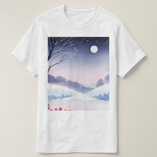 Snöig vinterlandskap t shirt (Design framsida)
