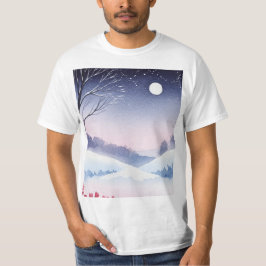 Snöig vinterlandskap t shirt