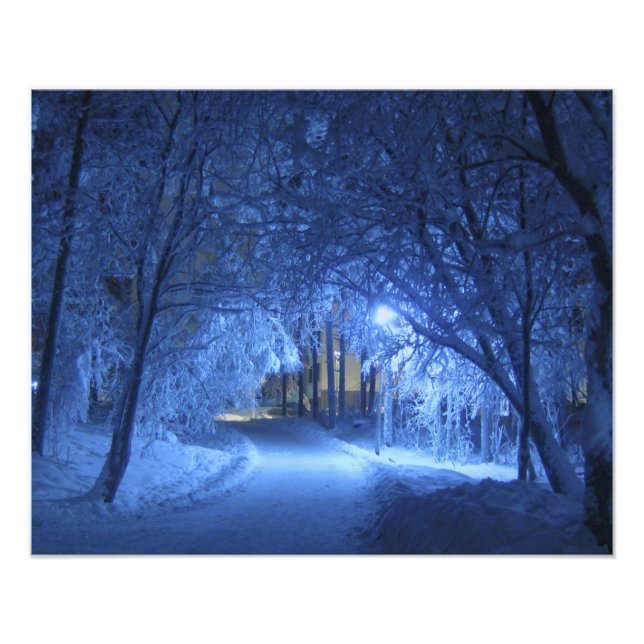 Snöig vinternatt fototryck (Framsidan)