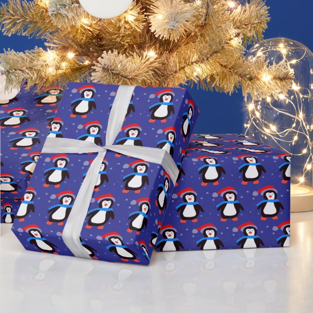 Snöig vinterpingvin  presentpapper (Helgdagar)