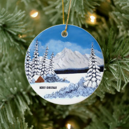 Snöig Vinterrunda Julgransprydnad Keramik