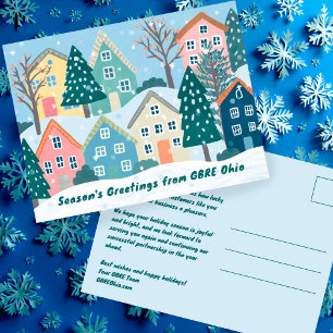 Snöig vintersby Holiday jul CUSTOM Vykort