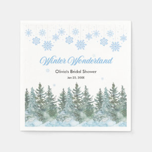 Snöig vintervinterland snöflingor bröllopsdusch pappersservett