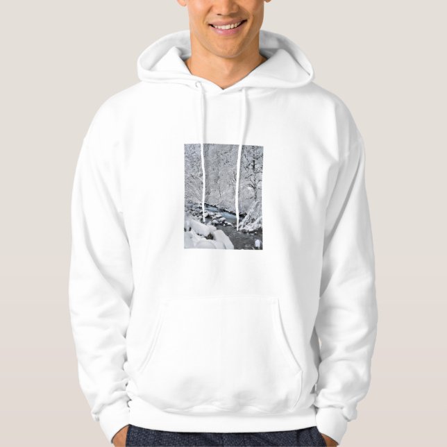Snöig vit bäck landskap, Oregon Hoodie (Framsida)