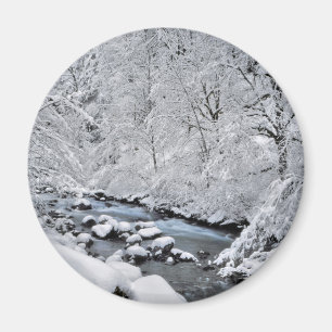 Snöig vit bäck pittoreskt, Oregon Magnet