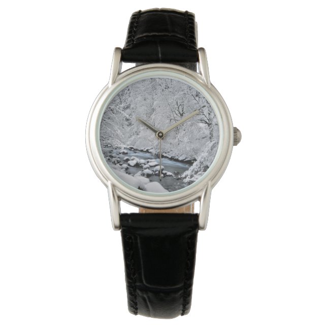 Snöig vit bäckscenisk, Oregon Armbandsur (Framsida)