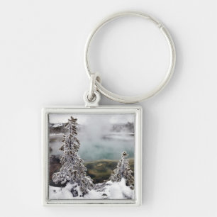 Snöig Yellowstone Fyrkantig Silverfärgad Nyckelring