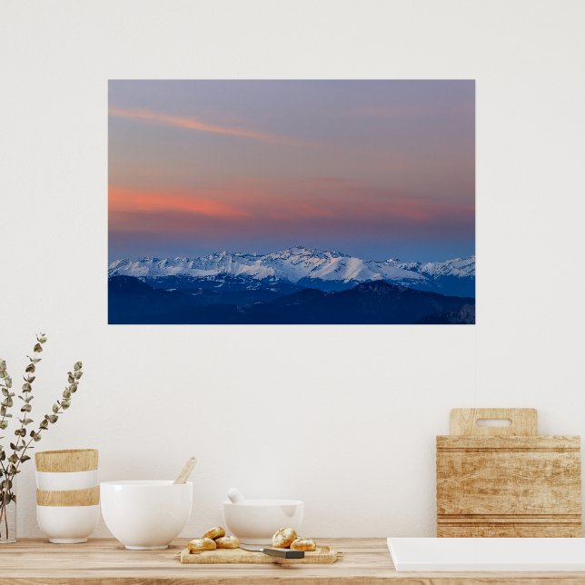 Snöiga berg med magisk himmel poster (Kök)