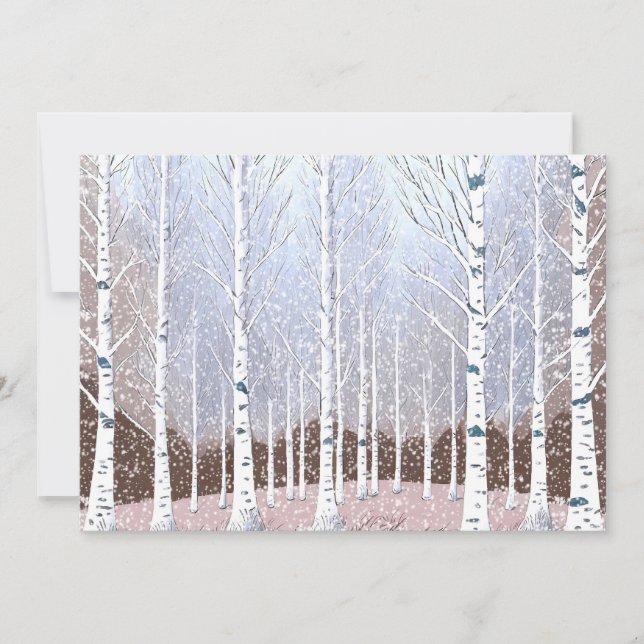 Snöiga björkar julfest Dusty Blu ID1003 Inbjudningar (Framsida)