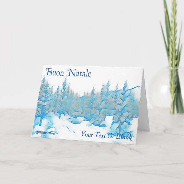 Snöiga Blå Träd - Buon Natale Kort (Framsida)