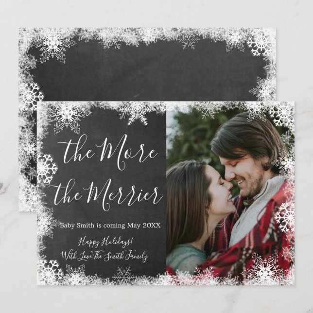 Snöiga fotobristkort för jul och graviditetsannons inbjudningar (Fram/baksida)